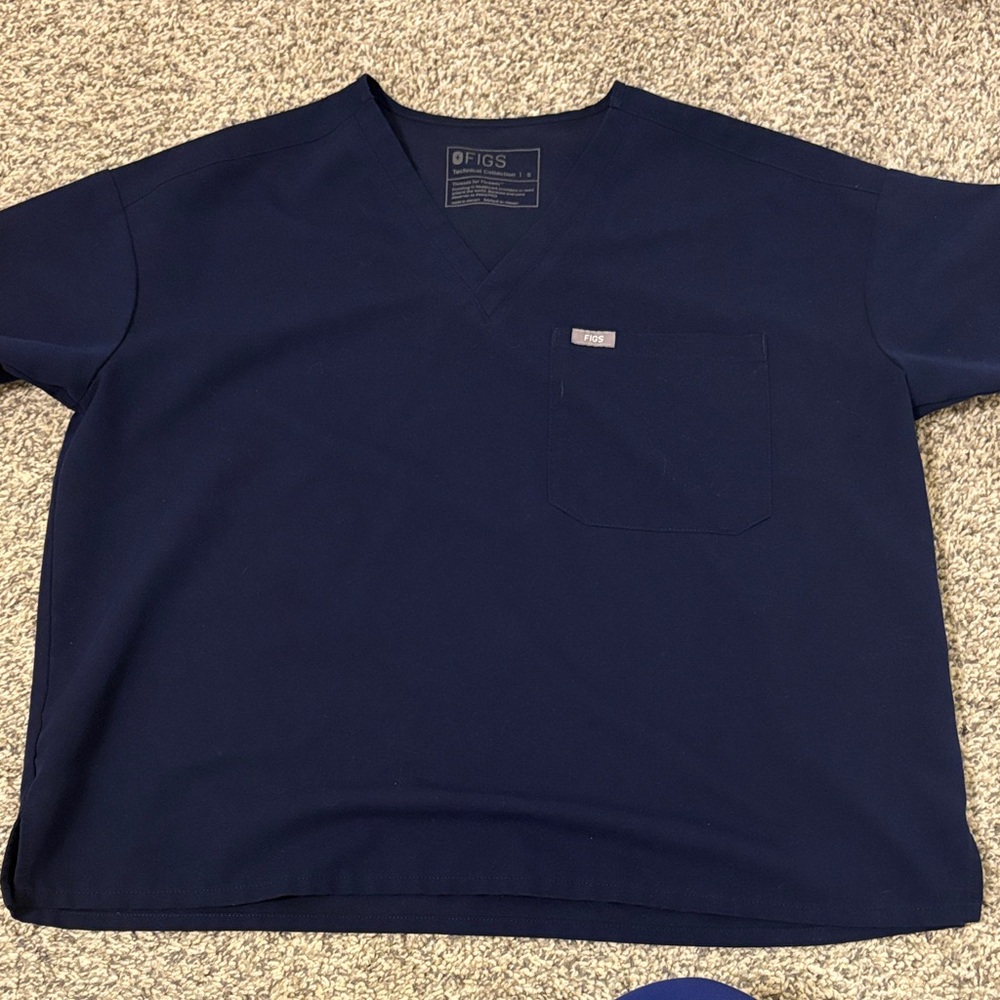 Figs Navy Blue Scrub Top